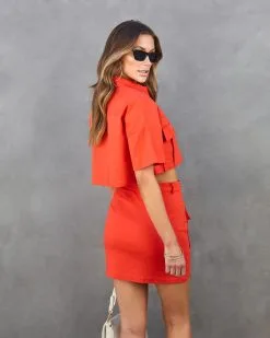 IDEM-001 Brittany Linen Utility Mini Skirt - Poppy - SALE -clothes Sales brittanylinenutilitycroppedbuttondowntopandskirtpoppy31 da2ea0a7 7bd1 489c 84b4 0ae568ebc34c