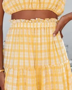 MABL-001 Buttercup Gingham Maxi Skirt - Yellow - FINAL SALE -clothes Sales buttercupginghamsmockedcroptopandmaxiskirtyellow181