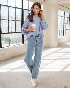 Cadence Textured Knit Sweater - Dusty Blue - SALE -clothes Sales cadencetexturedknitsweaterdustyblue0104