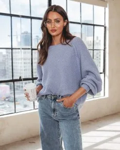 Cadence Textured Knit Sweater - Dusty Blue - SALE