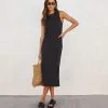 Cammie Side Slit Maxi Dress - Black