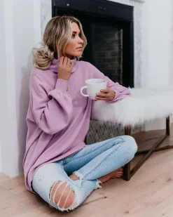 Candy Hearts Cowl Neck Sweater - Lavender - FINAL SALE -clothes Sales candyheartscowlnecksweaterlavender01