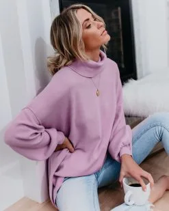 Candy Hearts Cowl Neck Sweater - Lavender - FINAL SALE