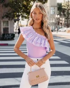 SALT-001 Dominica One Shoulder Ribbed Bodysuit - Lilac - SALE 12 SALT-001 Dominica One Shoulder Ribbed Bodysuit - Lilac - SALE -clothes Sales cariberibbedonesholderbodysuit 91