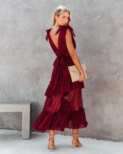 AEOM-001 Carrie In Paris Tiered Tulle Midi Dress - Wine - FINAL SALE 9 AEOM-001 Carrie In Paris Tiered Tulle Midi Dress - Wine - FINAL SALE -clothes Sales carrieinparistieredtullemididresswine50