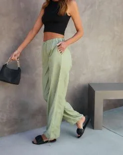 GILL-001 Kenny Nylon Pocketed Pants - Olive