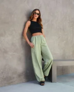 GILL-001 Kenny Nylon Pocketed Pants - Olive -clothes Sales cassiacrochetknitlaceupbackbellsleevetop991