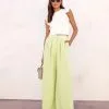 Dorena Pocketed Wide Leg Pants - Lime - SALE