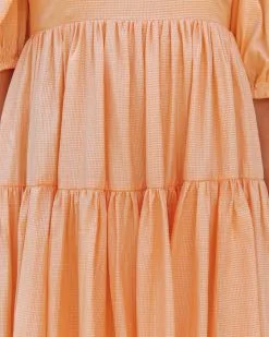 MABL-001 Catch Feels Puff Sleeve Babydoll Mini Dress - Peach - FINAL SALE -clothes Sales catchfeelspuffsleevebabydollminidressspeach84