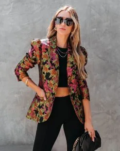 FATE-001 Caught In A Romance Printed Pocketed Blazer - FINAL SALE
