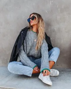 Chicago Strolls Cable Knit Sweater - Grey - FINAL SALE