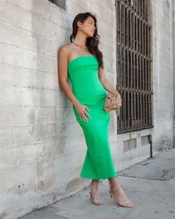 Classical Love Strapless Midi Dress - Green -clothes Sales classicallovestraplessmididressgreen 99