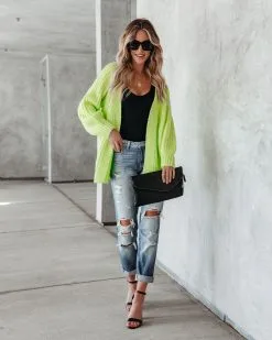 Claudine Knit Cardigan - Lime Green - FINAL SALE