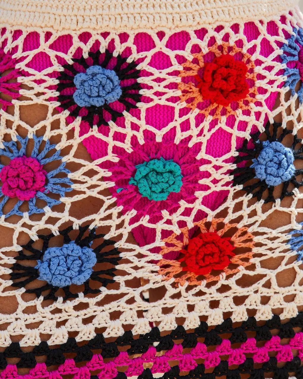 DREA-001 Desert Sands Crochet Knit Cover Up Mini Skirt - Cream 4 DREA-001 Desert Sands Crochet Knit Cover Up Mini Skirt - Cream - Image 4