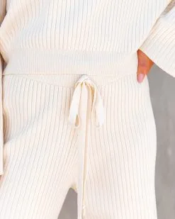 LUMI-001 Comfy And Chic Ribbed Wide Leg Pants - Cream - FINAL SALE -clothes Sales comfyandchicribbedpulloversweatercreamandwidelegpantscream191