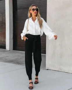 LUSH-001 Confidential Pocketed Tie Trousers - Black - FINAL SALE -clothes Sales confidentialpocketedtietrousersblack12