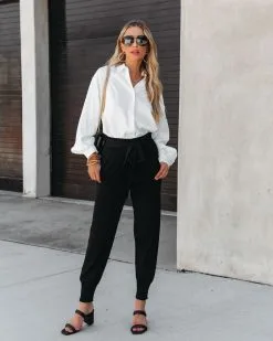 LUSH-001 Confidential Pocketed Tie Trousers - Black - FINAL SALE