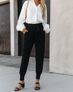 LUSH-001 Confidential Pocketed Tie Trousers - Black - FINAL SALE -clothes Sales confidentialpocketedtietrousersblack65