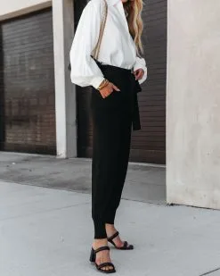 LUSH-001 Confidential Pocketed Tie Trousers - Black - FINAL SALE -clothes Sales confidentialpocketedtietrousersblack73