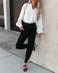 LUSH-001 Confidential Pocketed Tie Trousers - Black - FINAL SALE -clothes Sales confidentialpocketedtietrousersblack91