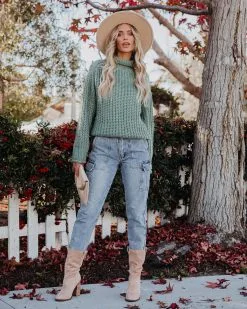 Connie Turtleneck Knit Sweater - Powder Green - FINAL SALE -clothes Sales connieturtleneckknitsweaterpowdergreen3