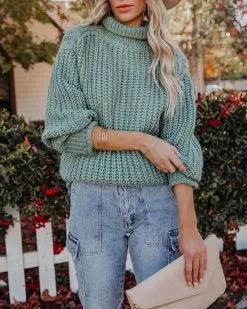 Connie Turtleneck Knit Sweater - Powder Green - FINAL SALE -clothes Sales connieturtleneckknitsweaterpowdergreen31