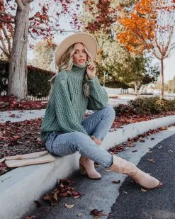 Connie Turtleneck Knit Sweater - Powder Green - FINAL SALE