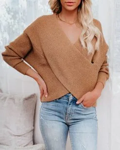 Crossover Ribbed Knit Sweater - Camel - FINAL SALE 12 Crossover Ribbed Knit Sweater - Camel - FINAL SALE -clothes Sales crossoverribbedknitsweatercamel11