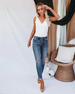 BLUE-001 Days Of Summer Cotton Tie Bodysuit - Ivory - FINAL SALE -clothes Sales daysofsummercottontiebodysuitivory26