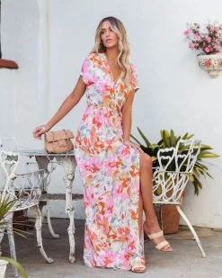 Dear Heart Floral Bardot Wrap Maxi Dress - LAST CHANCE -clothes Sales dearheartfloralbardotwrapmaxidress21