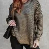 Delightful Cheer Metallic Knit Pullover Sweater - Gold - FINAL SALE
