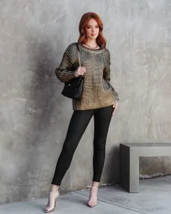 Delightful Cheer Metallic Knit Pullover Sweater - Gold - FINAL SALE -clothes Sales delightfulcheermetallicknitpulloversweatergold13