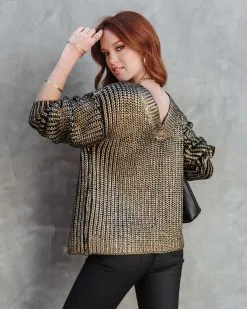 Delightful Cheer Metallic Knit Pullover Sweater - Gold - FINAL SALE -clothes Sales delightfulcheermetallicknitpulloversweatergold78