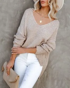 Demetra Ribbed Knit Sweater - Taupe - FINAL SALE -clothes Sales demetraribbedknitsweatertaupe20