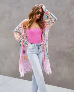Desert Dreams Knit Crochet Fringe Hem Duster