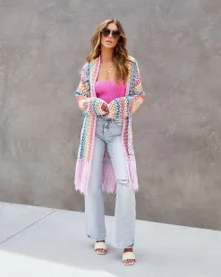 Desert Dreams Knit Crochet Fringe Hem Duster -clothes Sales desertdreamsknitcrochetfrigehemduster8