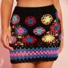 DREA-001 Desert Sands Crochet Knit Cover Up Mini Skirt - Black