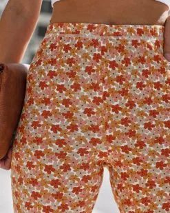 Desert Sun Floral High Waisted Flare Pants - FINAL SALE -clothes Sales desertsunfloralribbedhighwaistedflarepants107