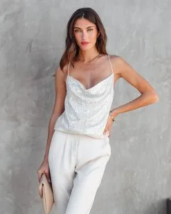 ACOA-001 Diamond In The Sky Sequin Cowl Neck Bodysuit - Silver - FINAL SALE -clothes Sales diamondintheskysequincowlneckbodysuitsilver118