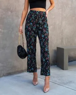 DEE-001 Dolce Life Floral High Rise Pants - FINAL SALE