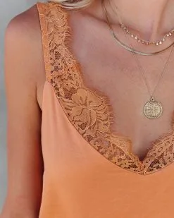 FORE-001 Donatella Satin Lace Bodysuit - Orange - FINAL SALE -clothes Sales donatellasatinlacebodysuitorange8