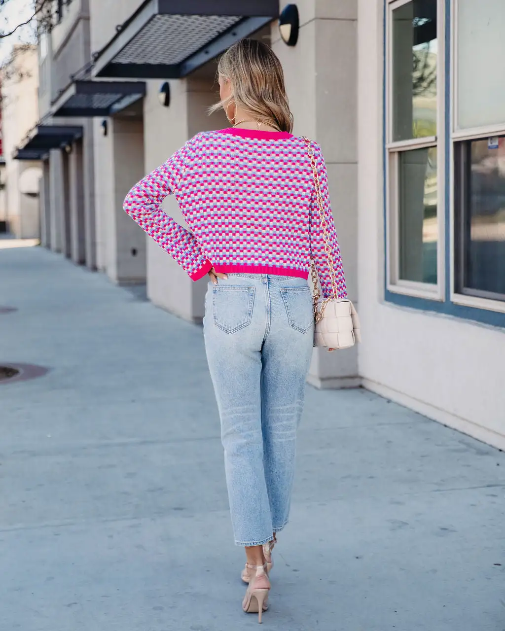 Dorinda Checkered Button Front Bell Sleeve Cardigan - SALE 4 Dorinda Checkered Button Front Bell Sleeve Cardigan - SALE - Image 4