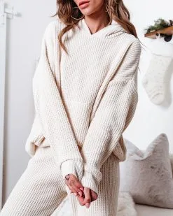 Dream World Chenille Hooded Sweater - Ivory - FINAL SALE -clothes Sales dreamworldchenillehoodedsweateranddrawstringpantsivory54