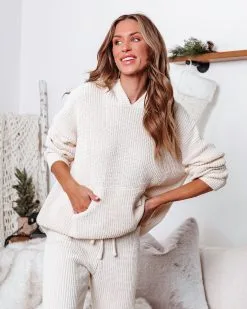 Dream World Chenille Hooded Sweater - Ivory - FINAL SALE -clothes Sales dreamworldchenillehoodedsweateranddrawstringpantsivory58