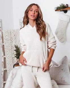 Dream World Chenille Hooded Sweater - Ivory - FINAL SALE