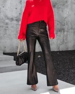 BLUE-001 Earned It Pocketed Faux Leather Flare Pants - Black - FINAL SALE -clothes Sales earneditpocketedfauxleatherflarepantsblackandgeorgiecableknitturtleneckpulloversweaterred59 933116af 91be 4291 8d3a c4a0a9526b30