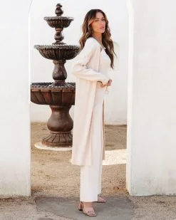Effortlessly Chic Ribbed Open Front Cardigan - Cream - SALE