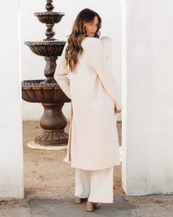 Effortlessly Chic Ribbed Open Front Cardigan - Cream - SALE -clothes Sales effortlessychicribbedopenfrontcardigantankandpantscream 50