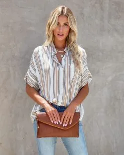 ENC-001 Ellian Striped Button Down Top - LAST CHANCE -clothes Sales ellianstripedbuttondowntop64