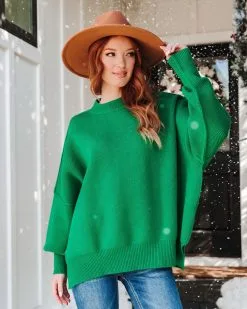 Elouise Knit Oversized Pullover Sweater - Green -clothes Sales elouiseknitoversizedpulloversweatergreen177